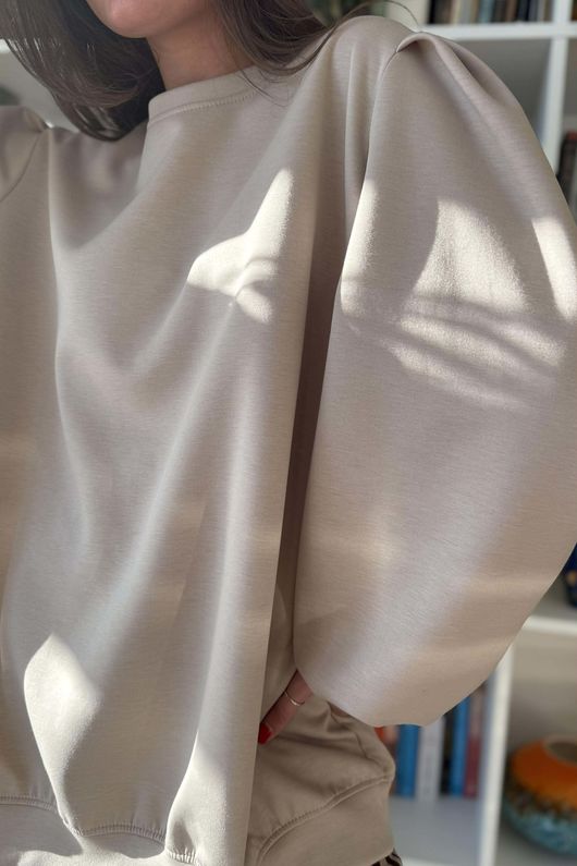 Nova Soft Tech Puff Sleeve Sweatshirt Latte - 